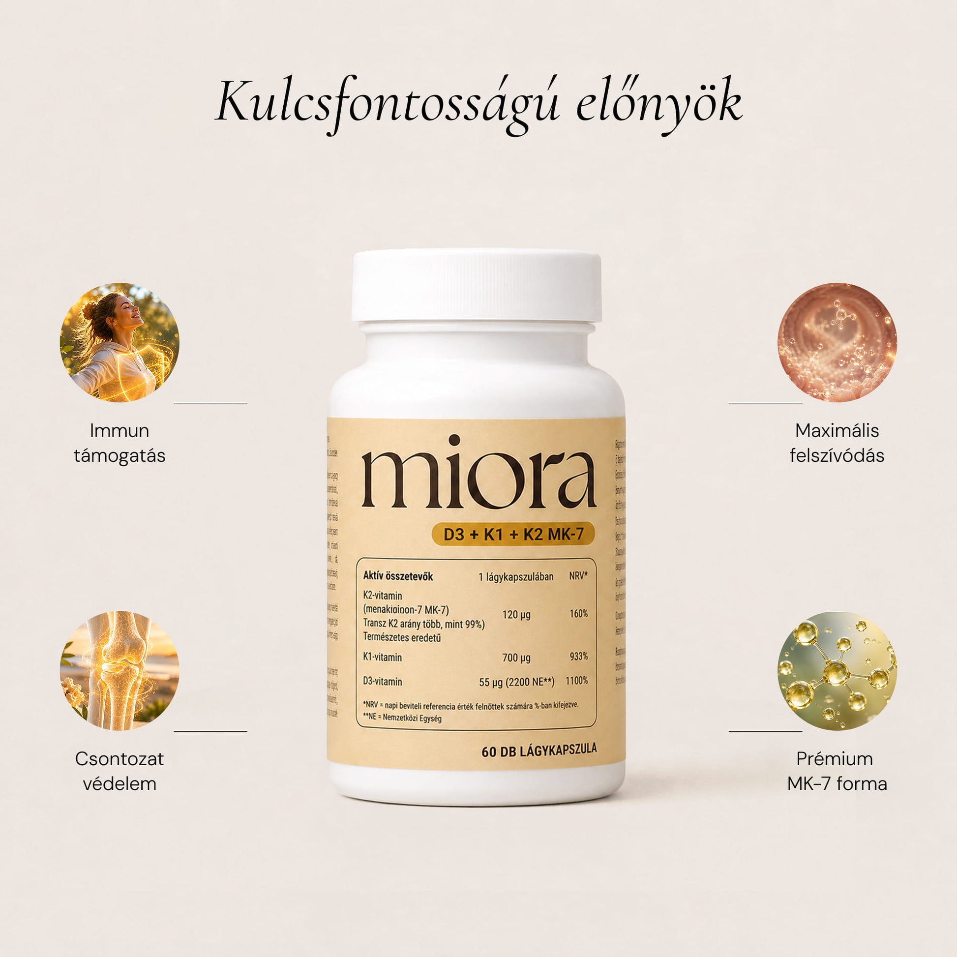 Miora D3+K1+K2 MK-7 lágykapszula  60 db 
