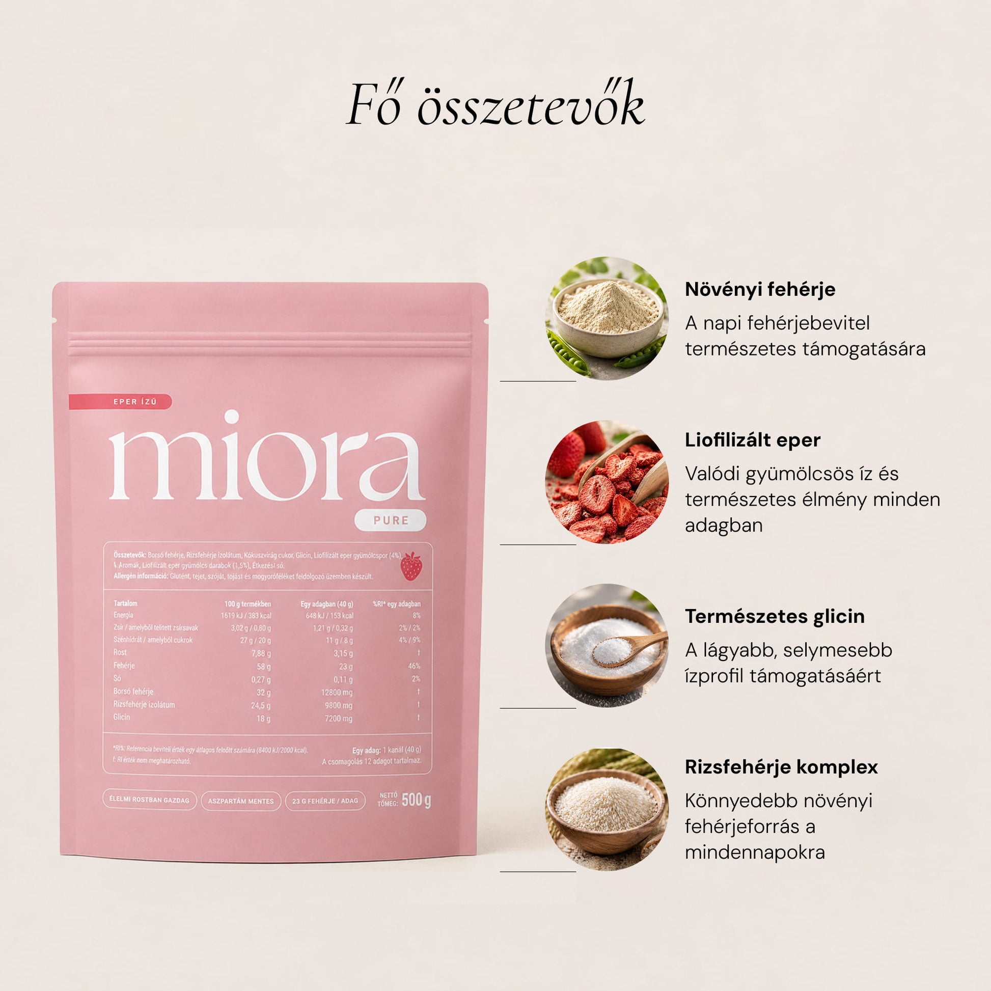 Miora PURE Epres Fehérjepor 500g