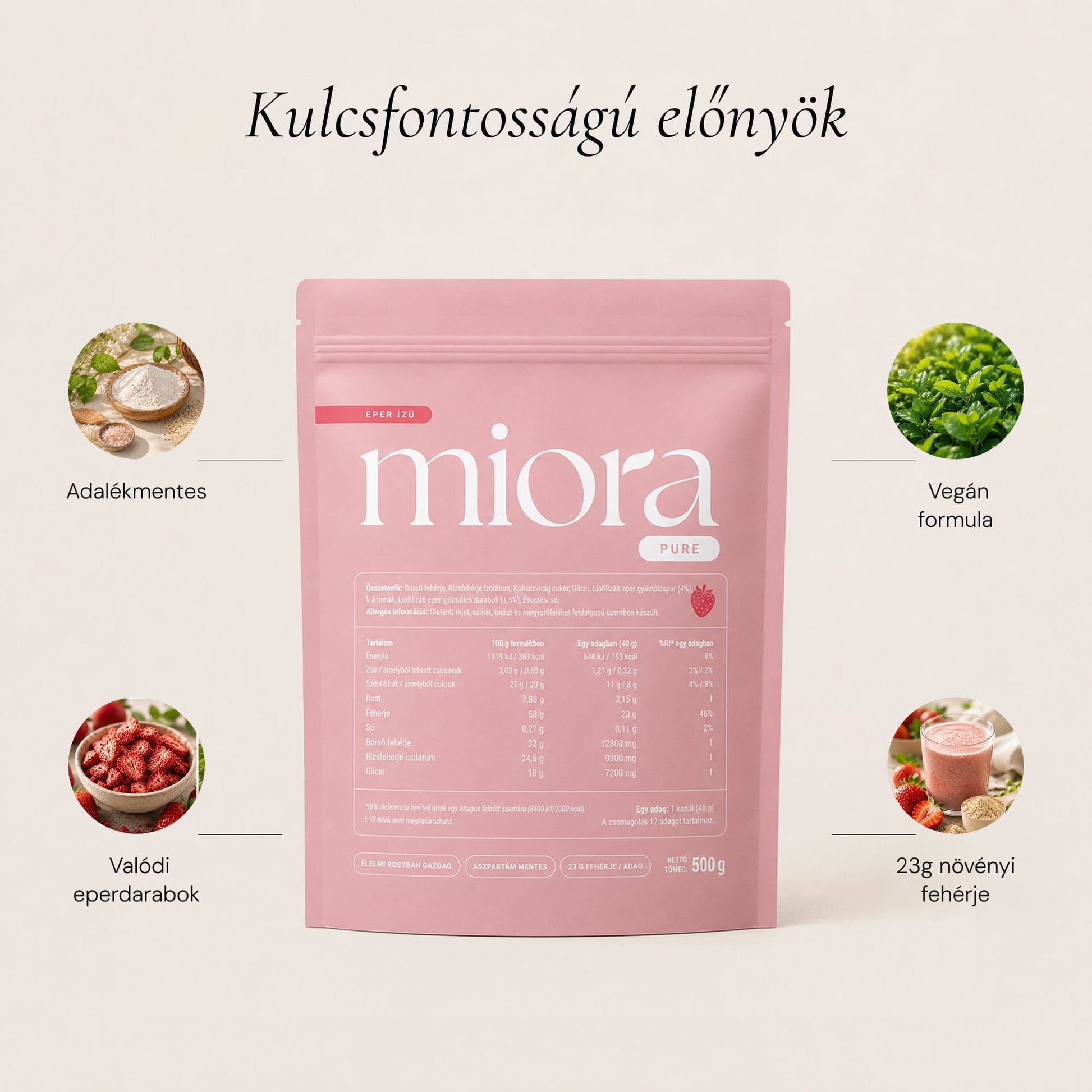 Miora PURE Epres Fehérjepor 500g