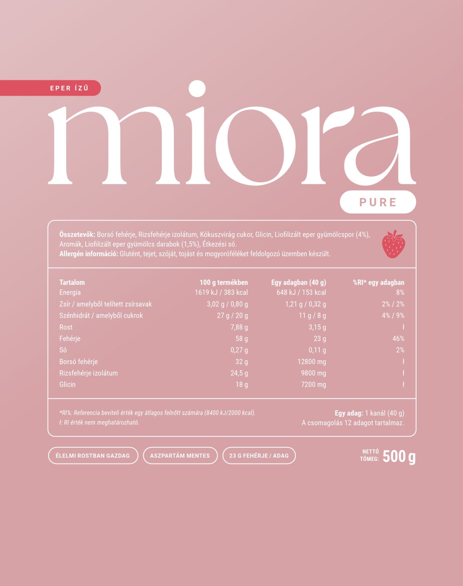 Miora PURE Epres Fehérjepor 500g
