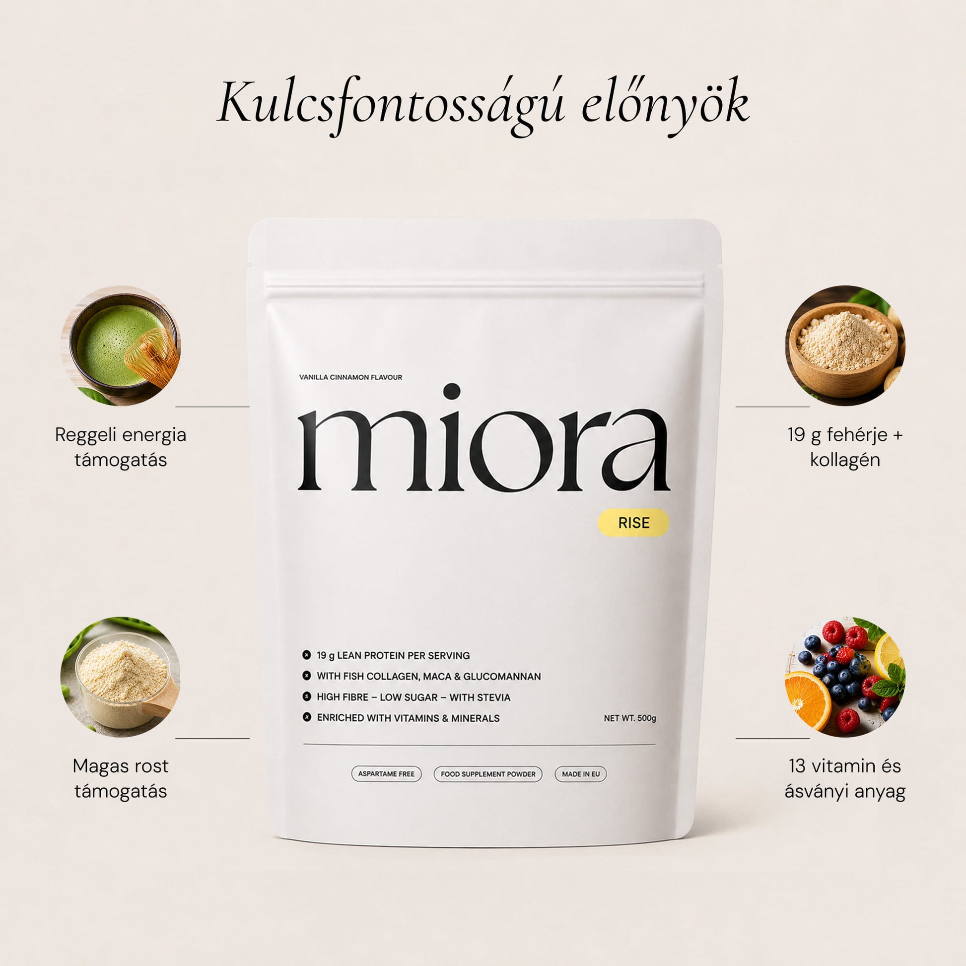 Miora Rise Powder Reggeli Fehérjepor 500g 